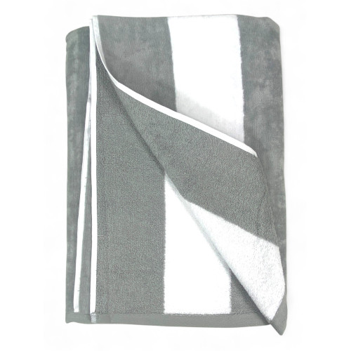 Serviette de lit de piscine rayée grise en éponge absorbante et compacte