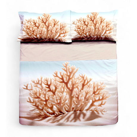 Coral model 2-square double bed sheet set with turn-up flounce and digital print