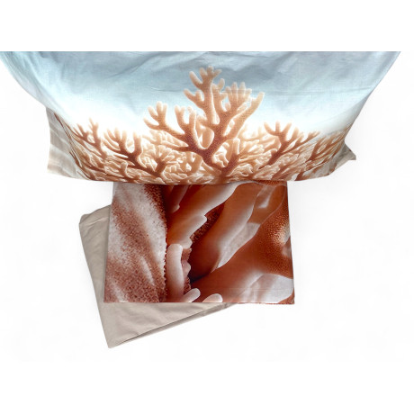 Ensemble de draps de lit double carré modèle corail 2 avec volant à revers et impression numérique