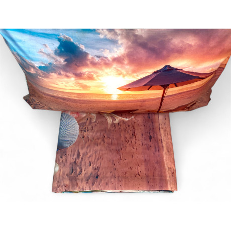 Parure de lit double Estate - Drap de lit en coton avec impression numérique de plage
