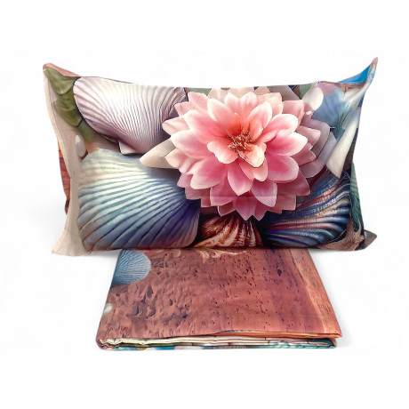 Summer sheet set - Solid color flounce and photographic detail of the design
