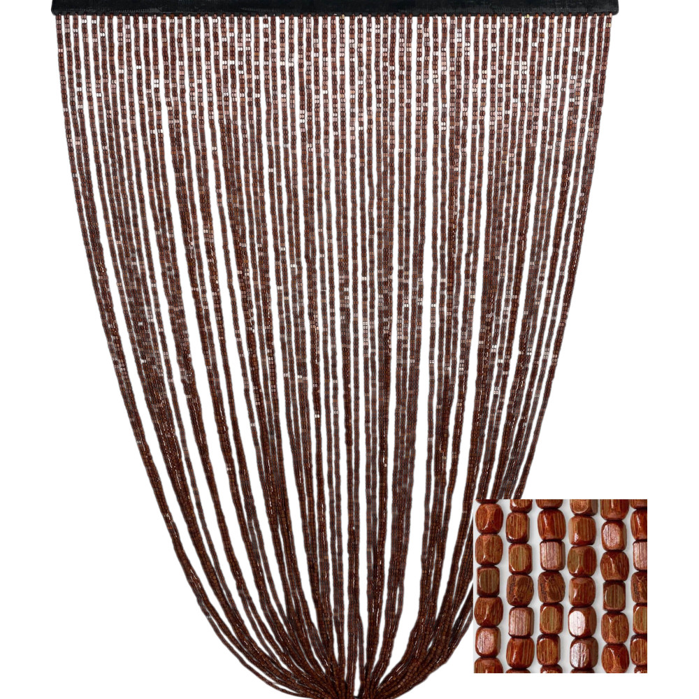 Rideau de porte intérieur en bois marron avec fils de bambou Rideau de porte intérieur en bois marron avec fils de bambou