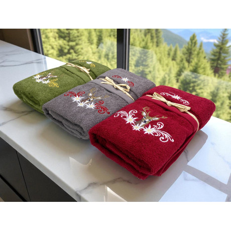 Set de regalo de rizo gris con ciervo y edelweiss - Producto Made in Italy