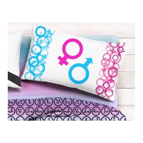 Juego de fundas nórdicas Kamasutra - Diseño original con símbolos de hombre/mujer de doble cara