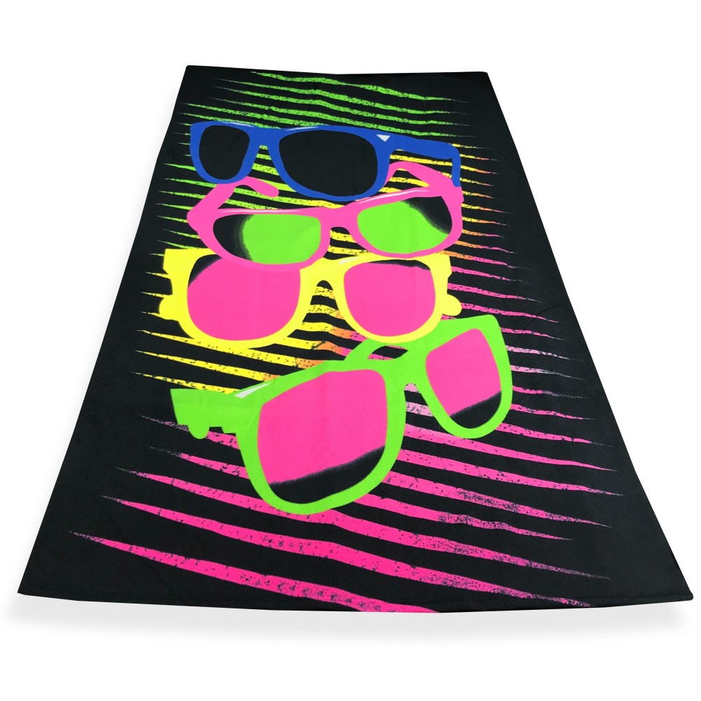 PHOTOGRAPHIC BEACH TOWEL IN MICROSPONGE LARGE SIZE cm. 90x160 GLASSES PHOTOGRAPHIC BEACH TOWEL IN MICROSPONGE LARGE SIZE cm. 90x160 GLASSES