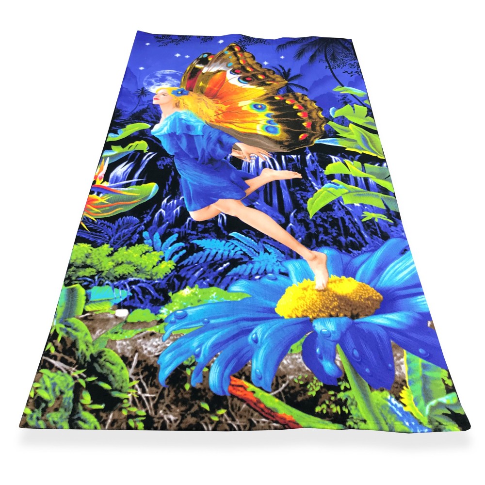 PHOTOGRAPHIC BEACH TOWEL IN MICROSPONGE LARGE SIZE cm. 90x160 BUTTERFLY WOMAN PHOTOGRAPHIC BEACH TOWEL IN MICROSPONGE LARGE SIZE cm. 90x160 BUTTERFLY WOMAN