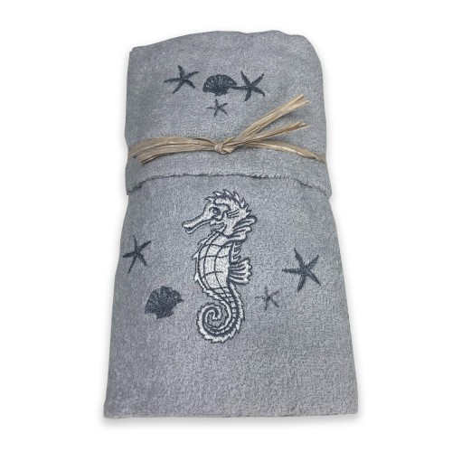 SEAHORSE BEACH TOWEL SET GREY