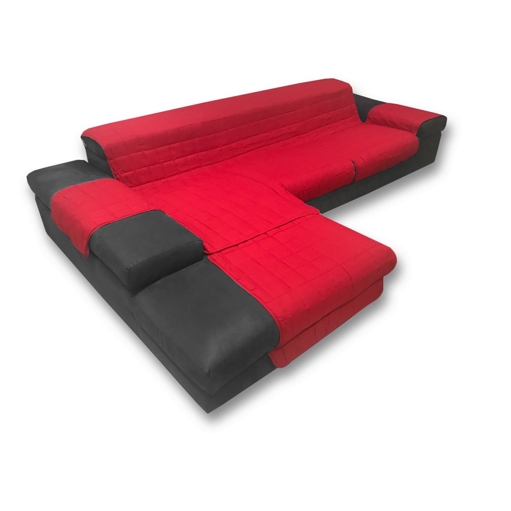 Salvadivano universale per divano a penisola stampato in tinta unita rosso  bordeaux Misura Seduta cm. 190