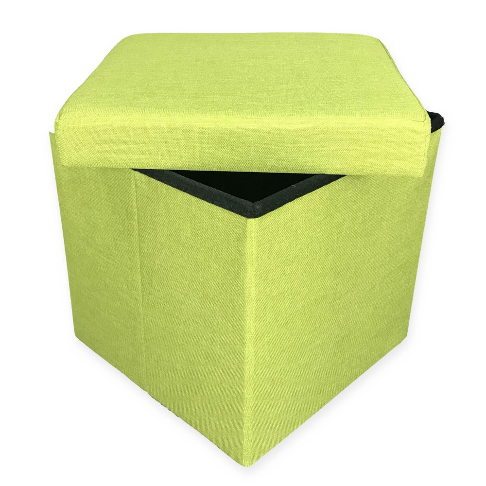 Pouf pieghevole in tessuto tinta unita verde misura cm.38 x 38 x 38