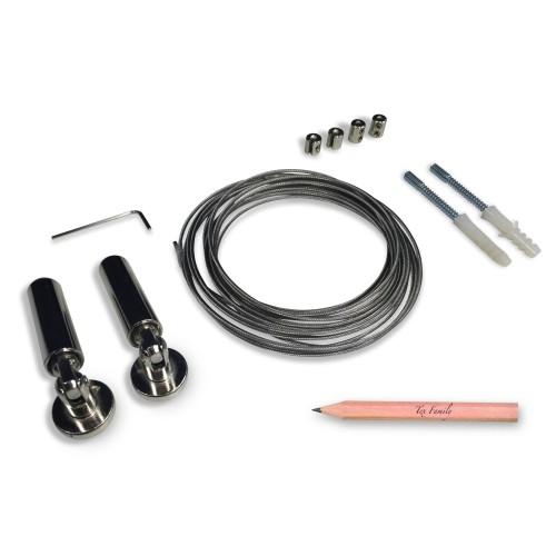 CABLE DE ACERO PARA CARPA 5 MT. SOPORTE DE CORTINA DE ACERO AJUSTABLE CON MARCADORES DE AGUJEROS PARA LÁPICES