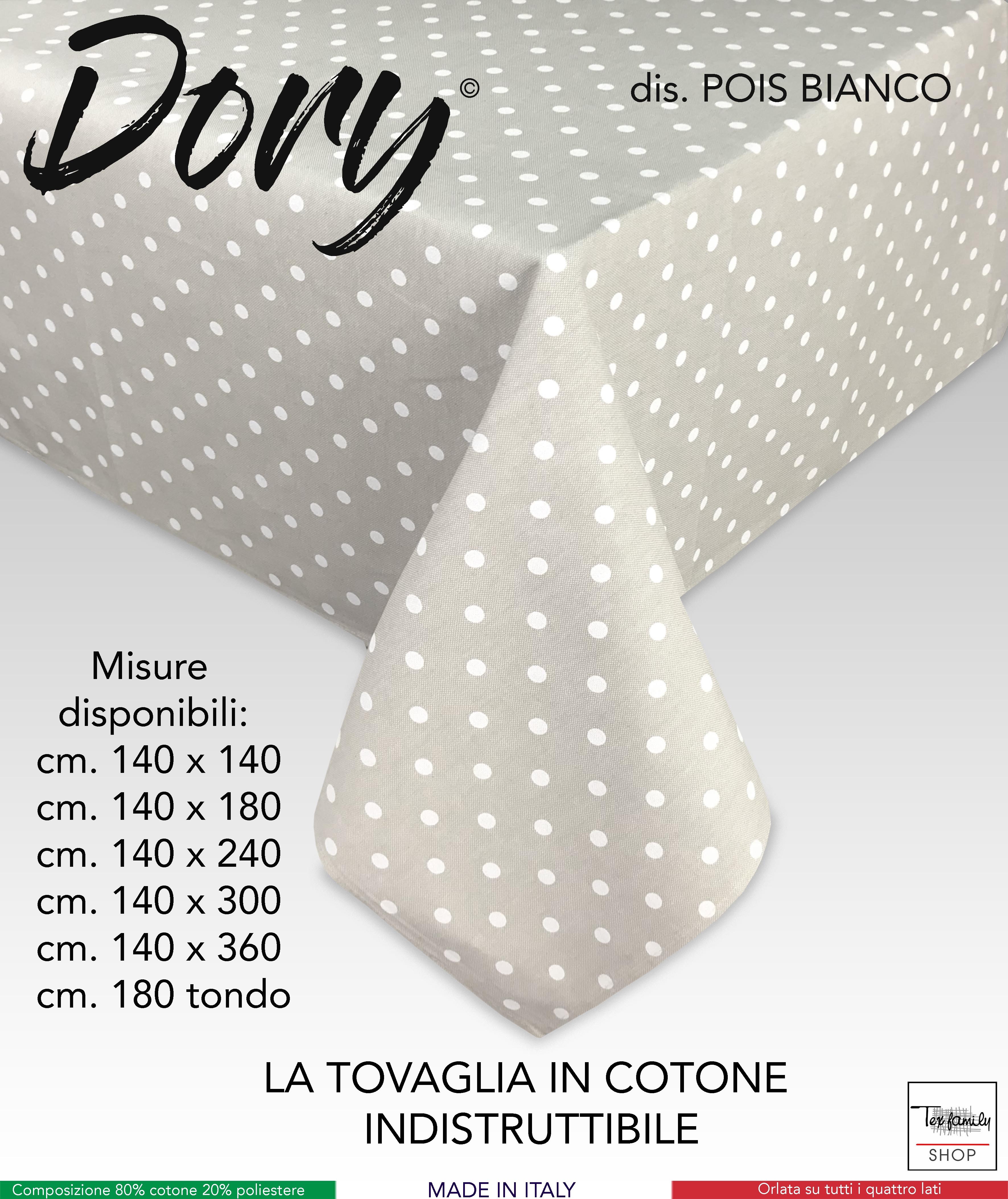 TOVAGLIA DORY disegno POIS BIANCHI in cotone Misura Tovaglia Cm. 140x180 x6  persone