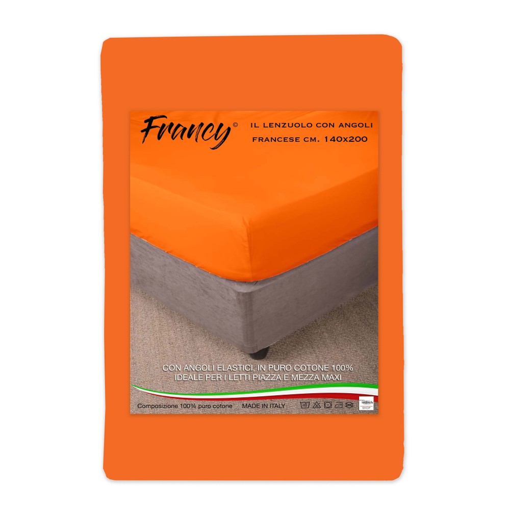 FITTED SHEET FRANCY FRENCH ORANGE 1 AND A HALF LARGE MAXI FITTED SHEET FRANCY FRENCH ORANGE 1 AND A HALF LARGE MAXI