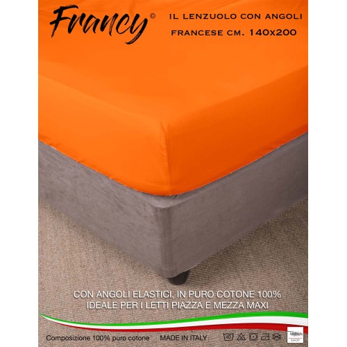 FITTED SHEET FRANCY FRENCH ORANGE 1 AND A HALF LARGE MAXI