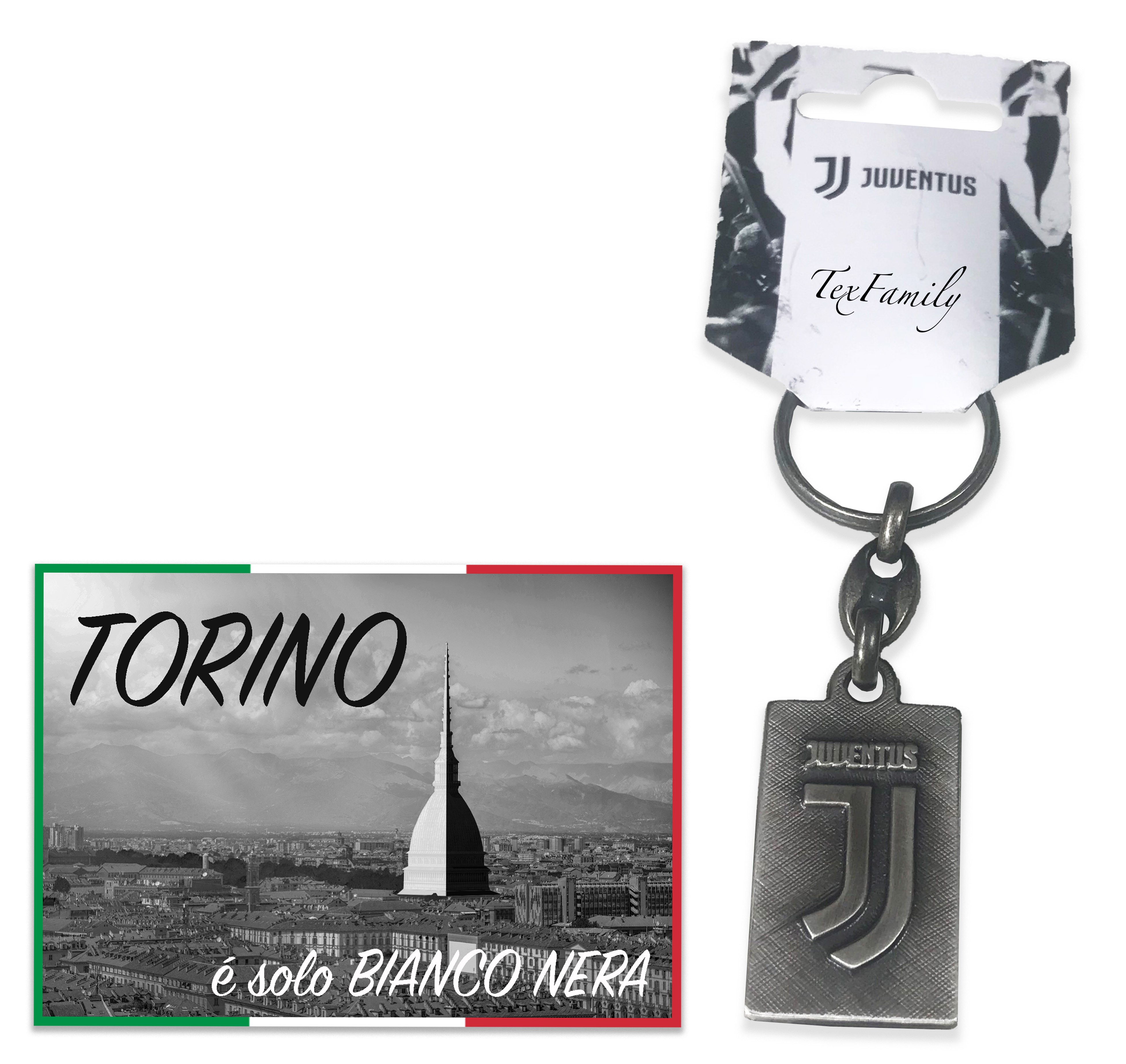 Portachiavi effetto vintage Juventus con logo in rilievo