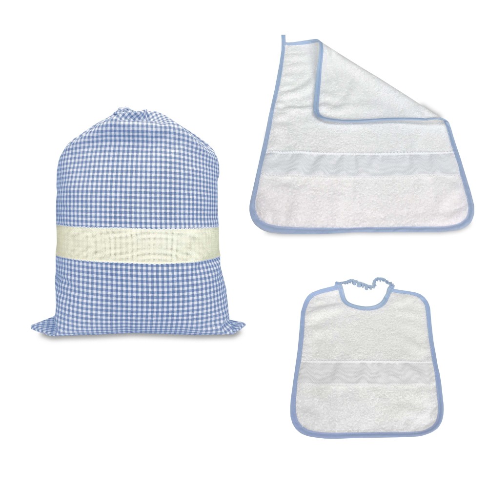 PÉPINIÈRE TROIS d'une sorte vendu de SAC et une SERVIETTE, et la salopette vichy vérif