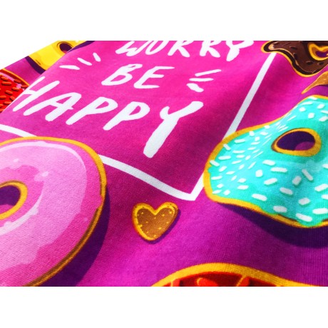 PHOTO BEACH TOWEL IN SPONGE LARGE SIZE CM.80x160 DONUTS PINK and corkscrew magnet ITALY free