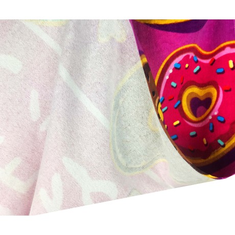 PHOTO BEACH TOWEL IN SPONGE LARGE SIZE CM.80x160 DONUTS PINK and corkscrew magnet ITALY free