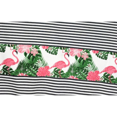 FOUTA FLAMINGO STRIPED BEACH TOWEL LARGE SIZE CM.100X200 with backpack Beach KEEP CALM FENROS