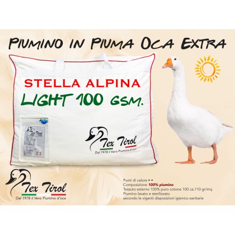 PIUMINO TEX TIROL © STELLA ALPINA LIGHT  100 % PIUMINO OCA LEGGERO ESTIVO MATRIMONIALE
